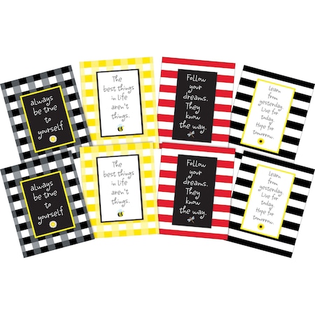 Barker Creek Be True to Yourself Art Prints Set, Buffalo Plaid & Wide Stripes Collection, 8/Set 4178